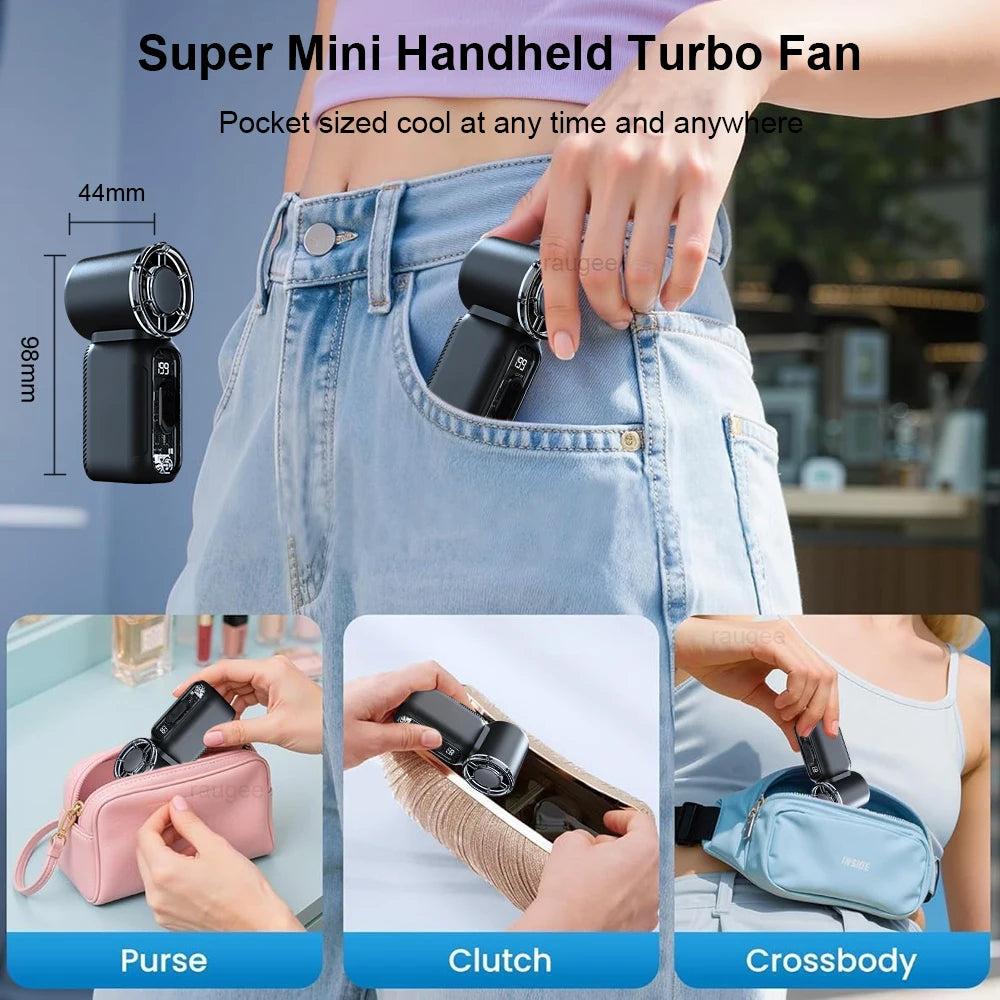 ミニ携帯扇風機 ポケットサイズ デジタル表示 USB充電式 ハンディファン